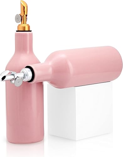 Miniatura 3 de Dispensador de aceite de oliva rosa de cerámica  Jarabe de café y vinagre, vertedor con peso, almacenamiento seguro