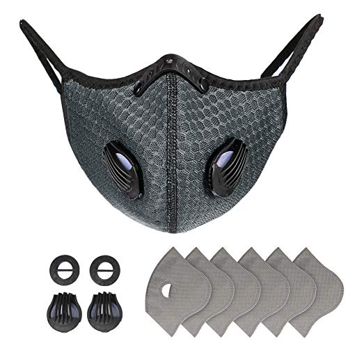 EEIEER Protector Bucal Transpirable con Almohadillas de Filtro y 4 Válvulas, Lavable Reutilizable Ajustable y Fijable, para Hombre y Mujer, Uso Diario, Deporte y Ocio Cover
