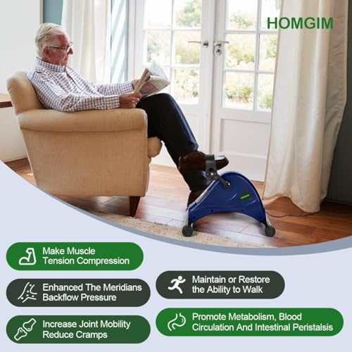 Image of HOMGIM Mini Exercise Bike,Under Desk Bike for Seniors Rehab Training, Motorized Pedal Exerciser for Arm /Leg Fitness & Physical Therapy, 6 Levels Speed Adjustment