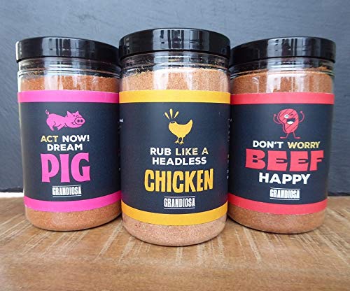 Grandiosa - 3x BBQ rubs - varken - kip - rund - 3x 275 gram - bbq kruiden - dry rub - Afbeelding 3