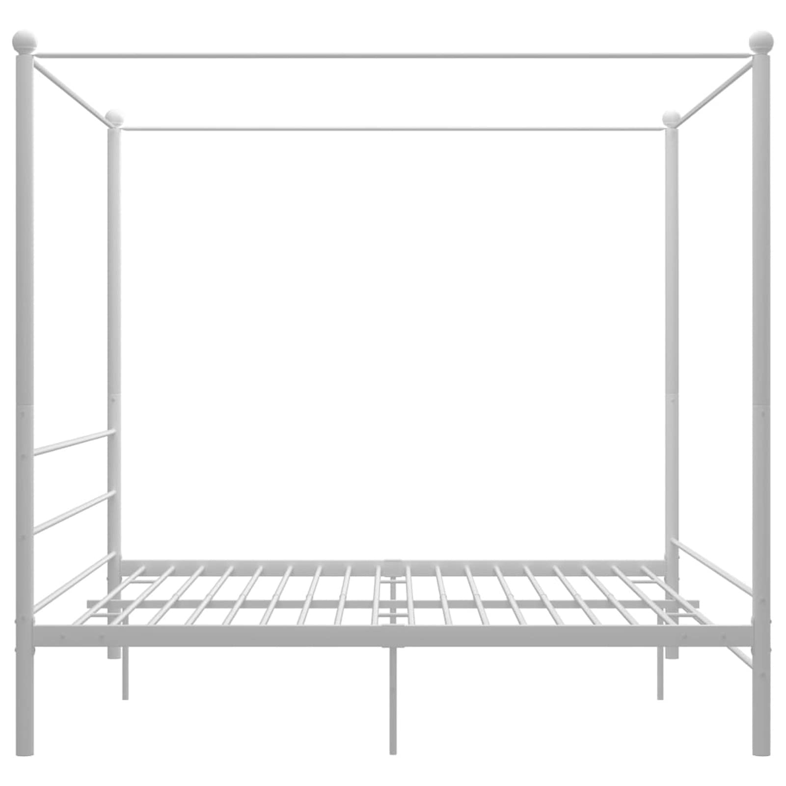 SECOLI Letto Matrimoniale in Ferro Battuto, Struttura Letto Matrimoniale a Baldacchino 200x200 cm Bianco Verniciato a Polvere