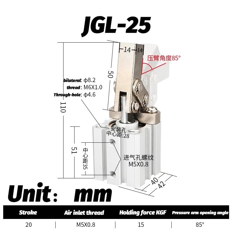 Vérin pneumatique à culbuteur JGL-25 bride de serrage rotative - 2