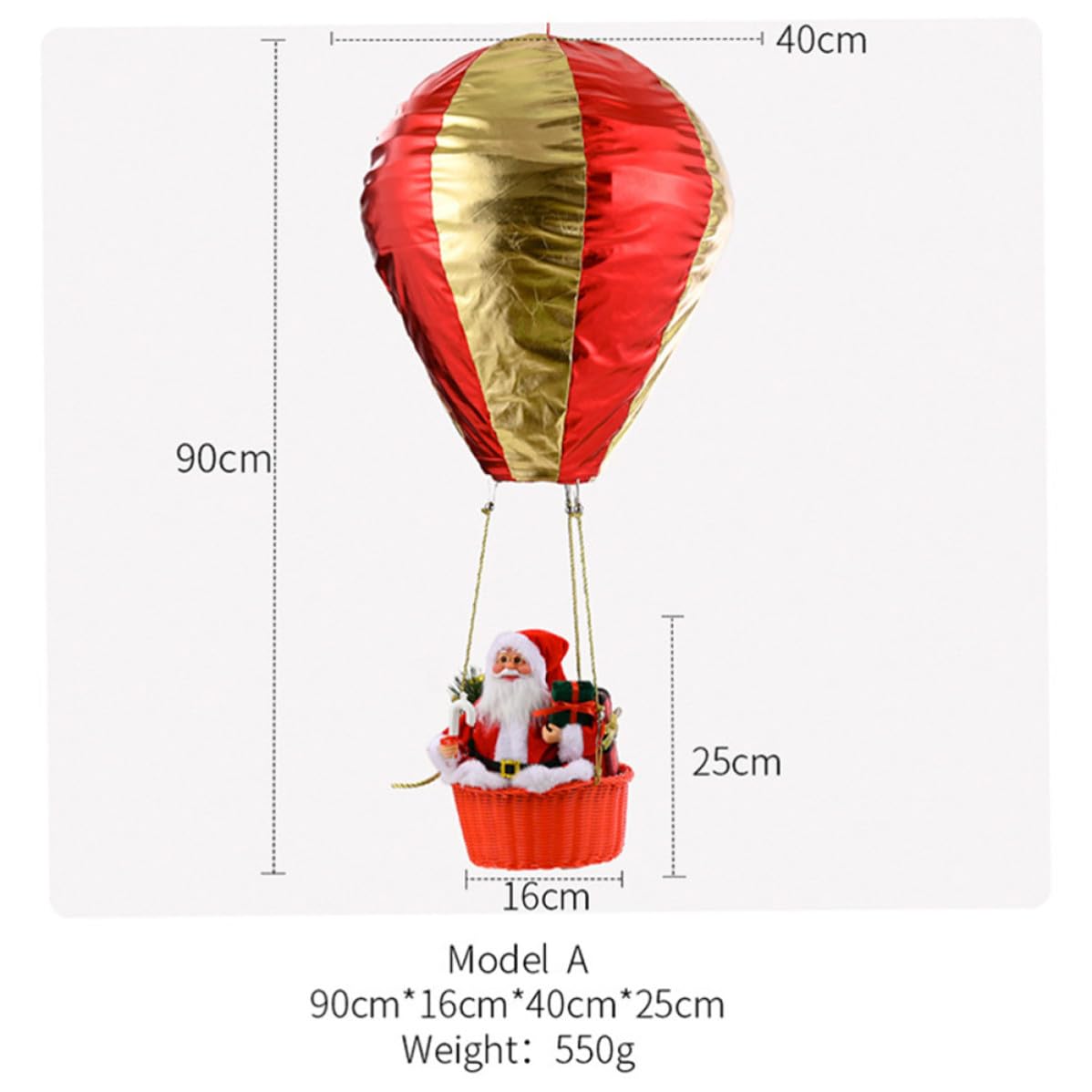 Ornement de Noël Festif Montgolfière en Tissu pour Fenêtre et Plafond