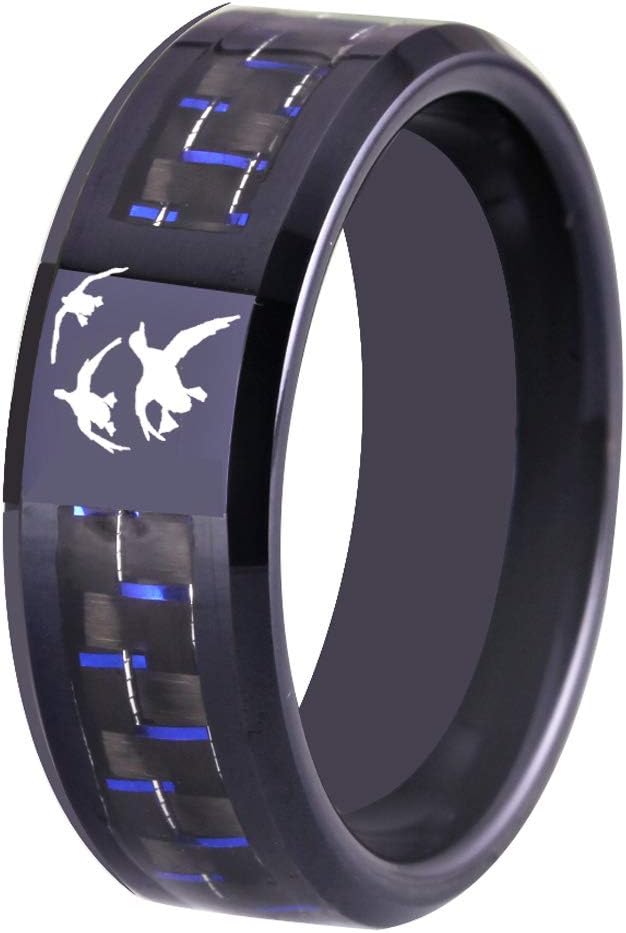 CLOUD DANCER 8mm Carbon Fiber Ring For Man Engraved Deer Skull Tungsten Carbide Male Alliance Casual Customize Jewelry Personalize Band-Free Engraving Inside