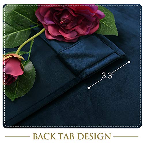 Stangh Navy Blue Velvet Curtains 96 Inches Long For Living Room, Luxury Blackout Sliding Door Curtains Thermal Insulated Window Drapes For Bedroom, W52 X L96 Inches, 1 Panel #TOP3