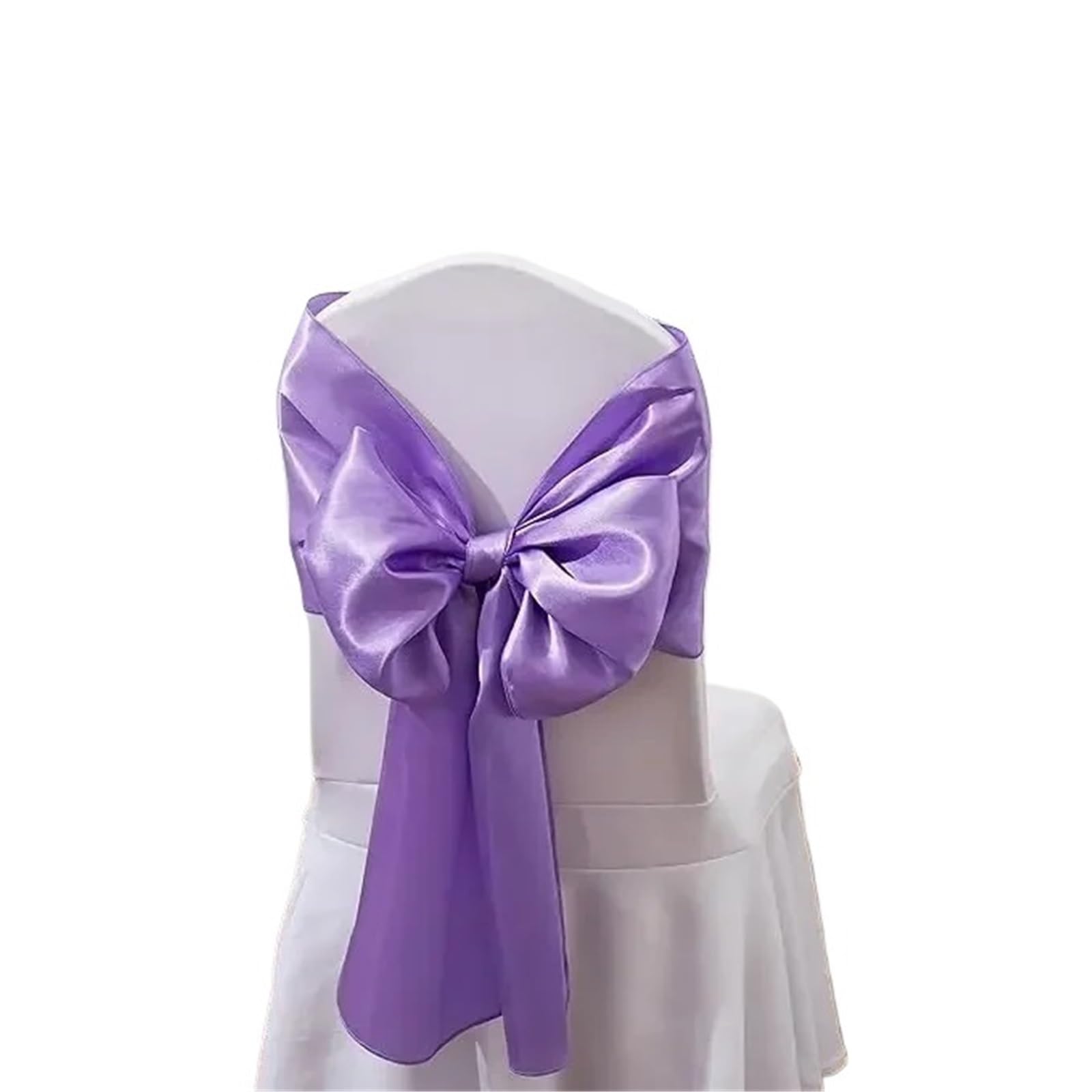 RRYPBOVG Chair Ribbon 10/50pcs Satin Chair Sash Bows Cover Ribbons For Wedding Banquet Party Event Graduation Ceremony Decoration(Purple,50pcs)