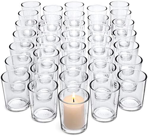 Letine Clear Glass Tealight Candle Holder- Glass Votive Candle Holders Bulk Set of 36 - Clear Candle Holder for Festival Decor/Wedding Propose Parties Holiday and Home Decor
