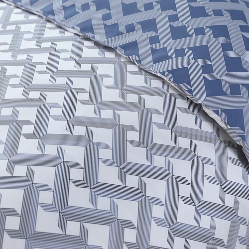 Majestic Giftware Madison Linen 6-Piece King Size Bedding Set (BL106-K) | Diamond Braid Blue Gray 300 TC Cotton Sateen Durable & Washable | 1 Fitted Sheet, 1 Duvet, 4 Pillowcases