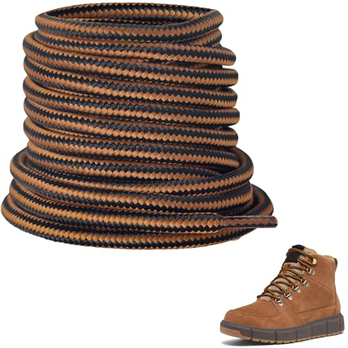 NDTEZUGT 4.5MM Boot Laces for Sorel Caribou Snow Winter Boots, Heavy Duty Shoelaces Strings Replacement Laces Working Walking (Black-Brown06, 63'/160cm)
