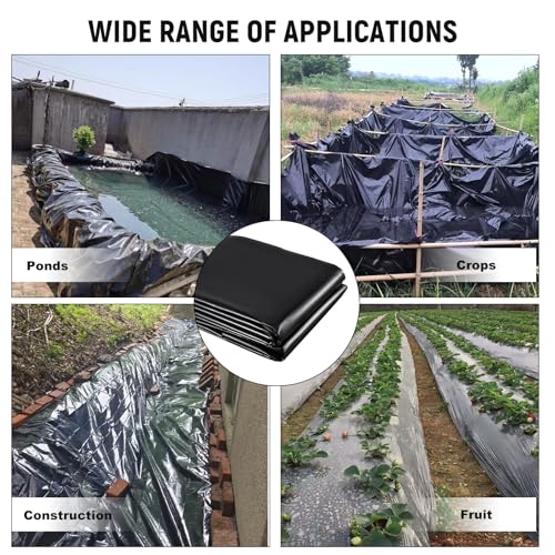 HonGien Teichfolie 1.2x2.1m Teichfolien Schwarz HDPE Gartenteich Teichplane große Fischteichfolie Dichtungsfolie Teichmembran für Fischteiche Brunnen Wassergarten und Wasserfall Springbrunnen