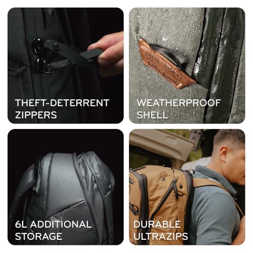 Peak Design Travel Backpack 45L, Black, Expandable 35-45L Design, Rear and Top Access, Weatherproof Shell, Laptop Sleeve, Ideal for Travel or Everyday Carry, Versatile Backpack for Men and Women view 8