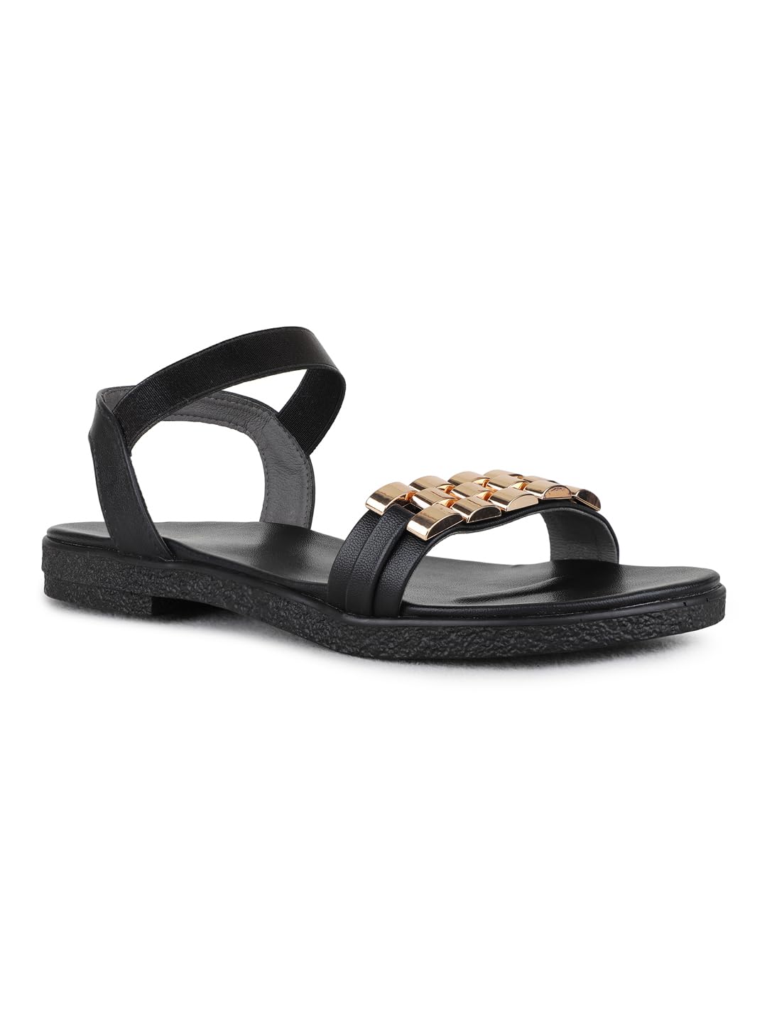 womens Womens Black Casual Solid Open Toe Flat Slip-on Sandals Flat Sandal-image-26