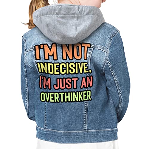 Overthinker Hooded Denim Jacket for Kids - Funny Sayings Jean Jacket - Quotes Denim Jacket for Kids