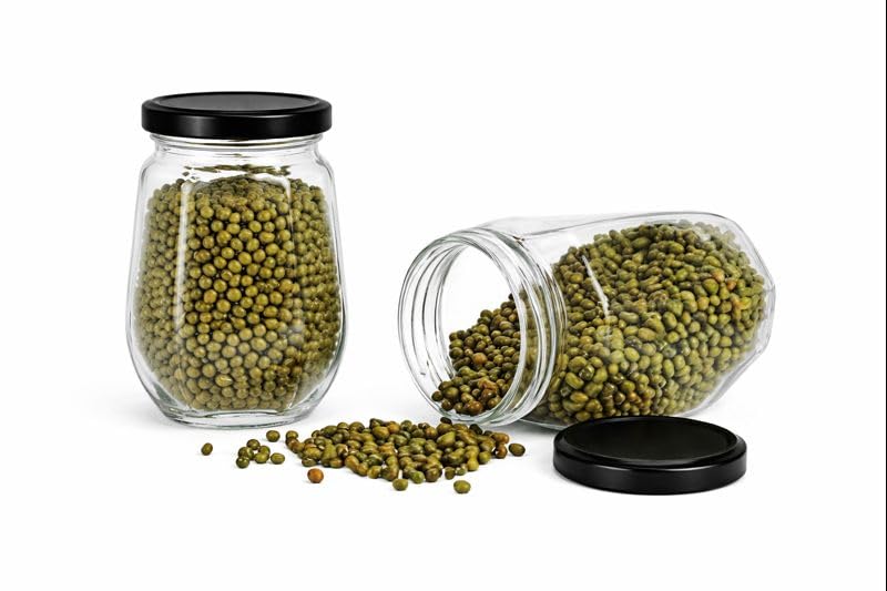 Image of Glass Jar with Air Tight Metal Lid I Kitchen Storage Jars for Spices, Coffee, Sugar & Dry Fruits I Grocery Storage Container I Kitchen Pantry Organiser Jar (CROWN SHAPE GLASS JAR - 750 ML - PACK OF 2)