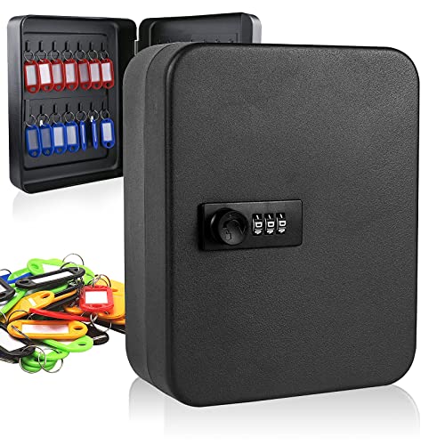 Qulable Combination Key Safe, Wall Mounted Key Box 28-key Steel Key Cabinet