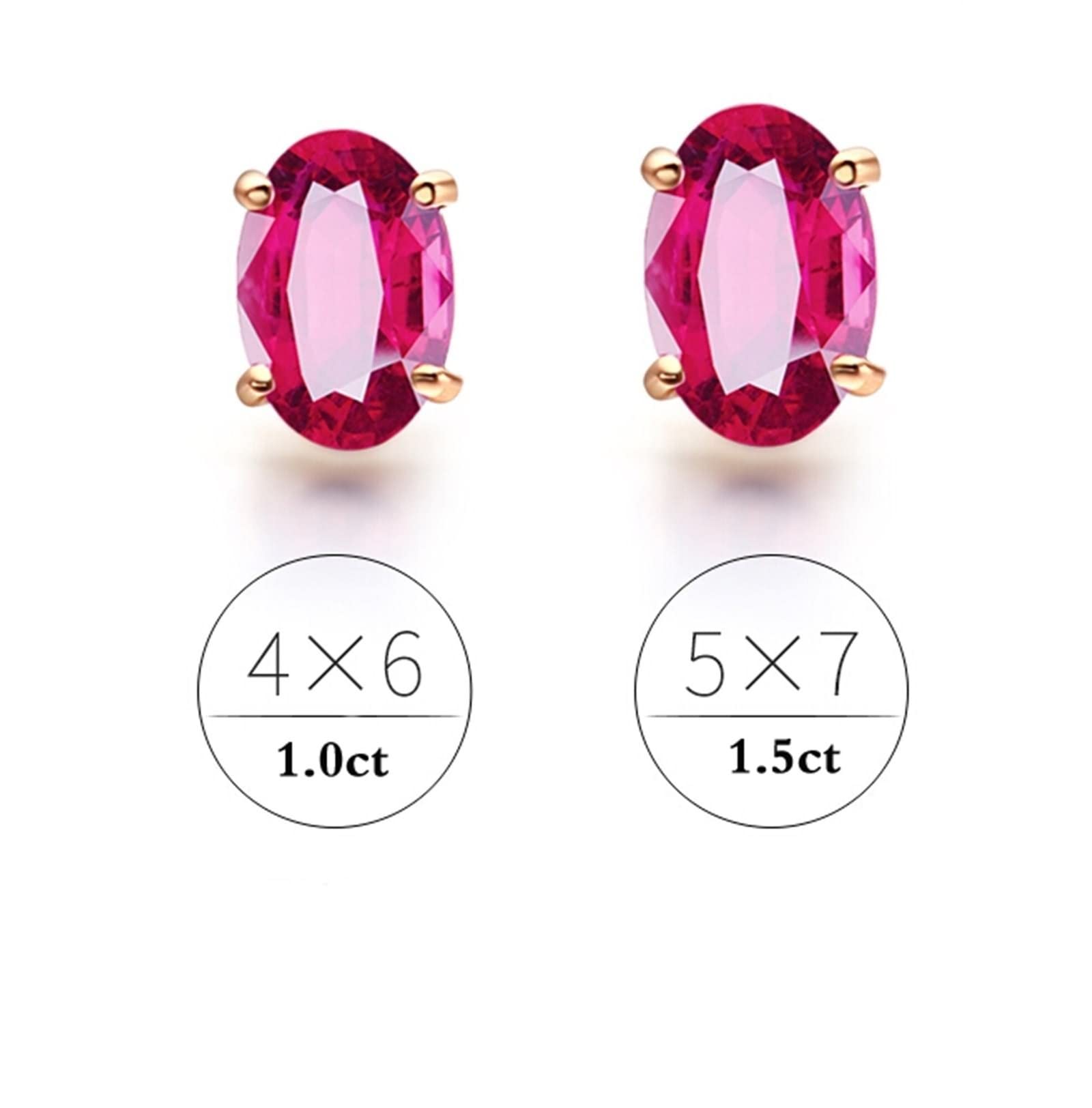 Epinki 18 Karat Rose Gold Au750 Ohrstecker Frauen, 1ct Turmalin Ohrstecker Nickelfrei Zart Design Solitär Ohrschmuck Echter Schmuck