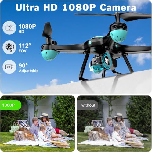 Drone with 1080P Camera, Remote Control Quadcopter with Gesture Selfie, Altitude Hold, One Key Start, 3D Flips, 2 Batteries, Black - image 3