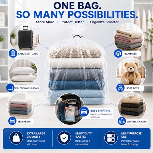 Image of Storite 10PCs Large Tranparent LDPE Plastic Trolley Cover 40 x 60 in