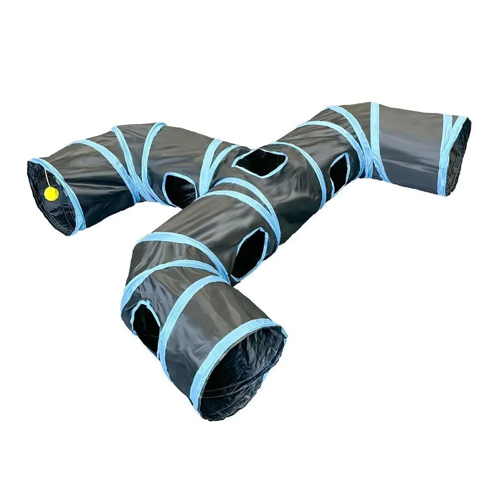 Petzen Cat Tunnel Toy, 3 Way Y Shape Tunnel, Collapsible Cat Play Tent, 130cm x 110cm x 25cm, for Cats, Rabbits Small Pets