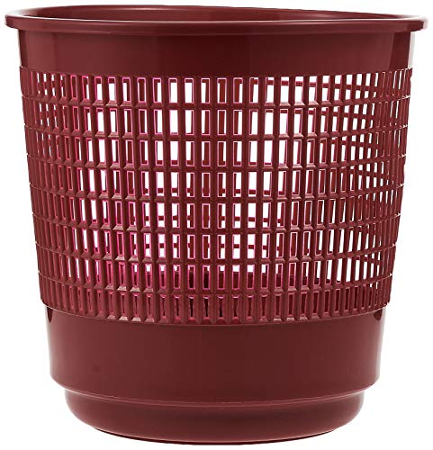 كوزموبلاست - سلة مهملات بلاستيك مستديرة S 9 لتر، احمر داكن، يُفتح من أعلى