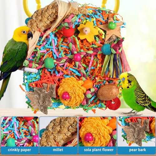 Bird toys, Parakeet Toys Bird Foraging Toys Grass Mat Climbing Wall for Parakeet,Parrot,Cockatiel,Conure,Lovebird,Budgie Cage Small to Medium Birds (twinkle star) - Image 3