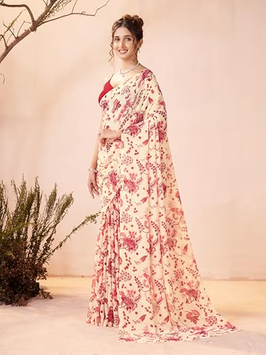 Image of Garden Vareli Women Georgette All Over Floral Printed Saree