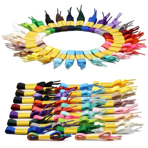 Image of Flat Satin Ribbon Shoelaces WEGOODZF 2cm Wide Shoestrings for Women Girls[2 Pair]