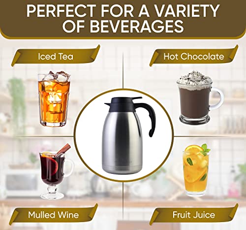 image for 68 Oz Thermal Coffee Carafe - Insulated Stainless Steel Double Walled 