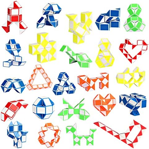 Ganowo 24 Pack Fidget Snake Cube, Mini Twist Puzzle Party Bag Fillers Bulk Toys for Kids Teens Birthday Stocking Stuffers Party Favors Supplies Goodie Bags Fillers, Random Colors