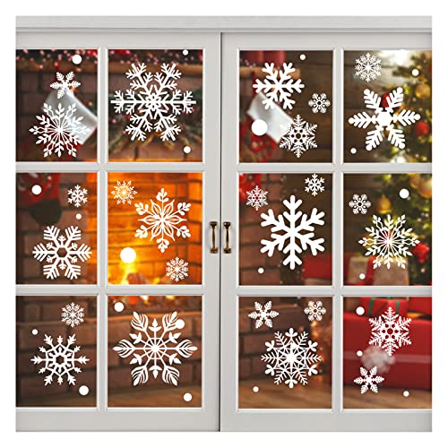 KATELUO 190 Flocons Noël Fenetre Stickers, Flocons de Neige Noël Autocollants Fenetre,Flocons De Neige Stickers Noël, Fenetre Amovibles Décoration Stickers, pour la Décoration de Fenêtre de Noël