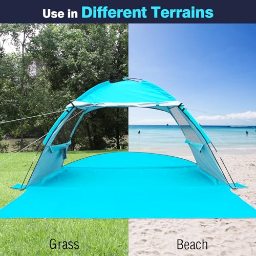Beach Tent for 2-3-4 Person, UPF 50+ Anti-UV Portable Shelter with Sunshade by DLUCKY - Used condition - Image 4