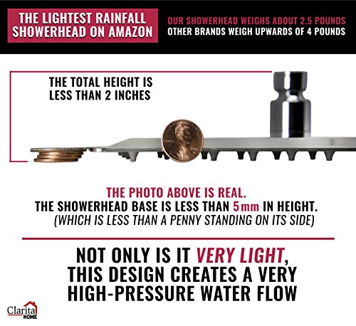 12 Inch Rainfall Shower Head - 12” Square, Stainless Steel Chrome, The Extra Large Showerhead Pumps High Pressure Rain Fall For A Powerful Rainforest Waterfall Feeling #TOP2