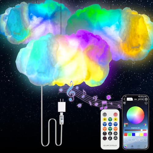 Image of Cloud LED Lights for Bedroom - Aesthetic Mood Light, Music Sync App Control Wall Light, 3D Ceiling Lamp Color Changing Strip Lights, Cool Stuff for Kids Room Decor, Cool lights for Room Decorations