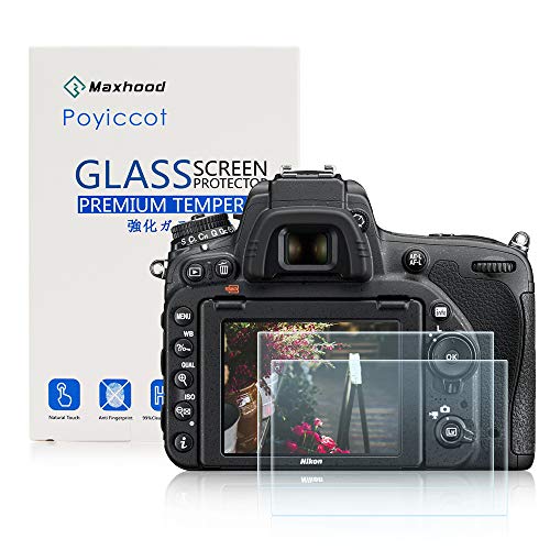 Nikon D750 LCD Tempered Glass Screen Protector, Poyiccot Optical 9H Hardness 0.33mm Ultra-Thin DSLR Camera Tempered Glass With Shoulder Screen Protector for Nikon D750