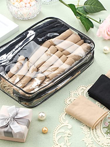 Image of 50 Pairs Sheer Knee Stockings Bulk for Women Nylon Knee Highs Pantyhose Socks for Lady with PVC Makeup Bag