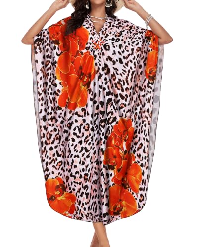 Image of Kaftan Dresses for Women V Neck Caftans Batwing Sleeve Beach Cover Ups | JILUVIN Plus Size Long Floral Print Dress, Loose Fit Maxi Casual Moomoo, Lounge House Mumu Nightgown Summer Vocation 2026