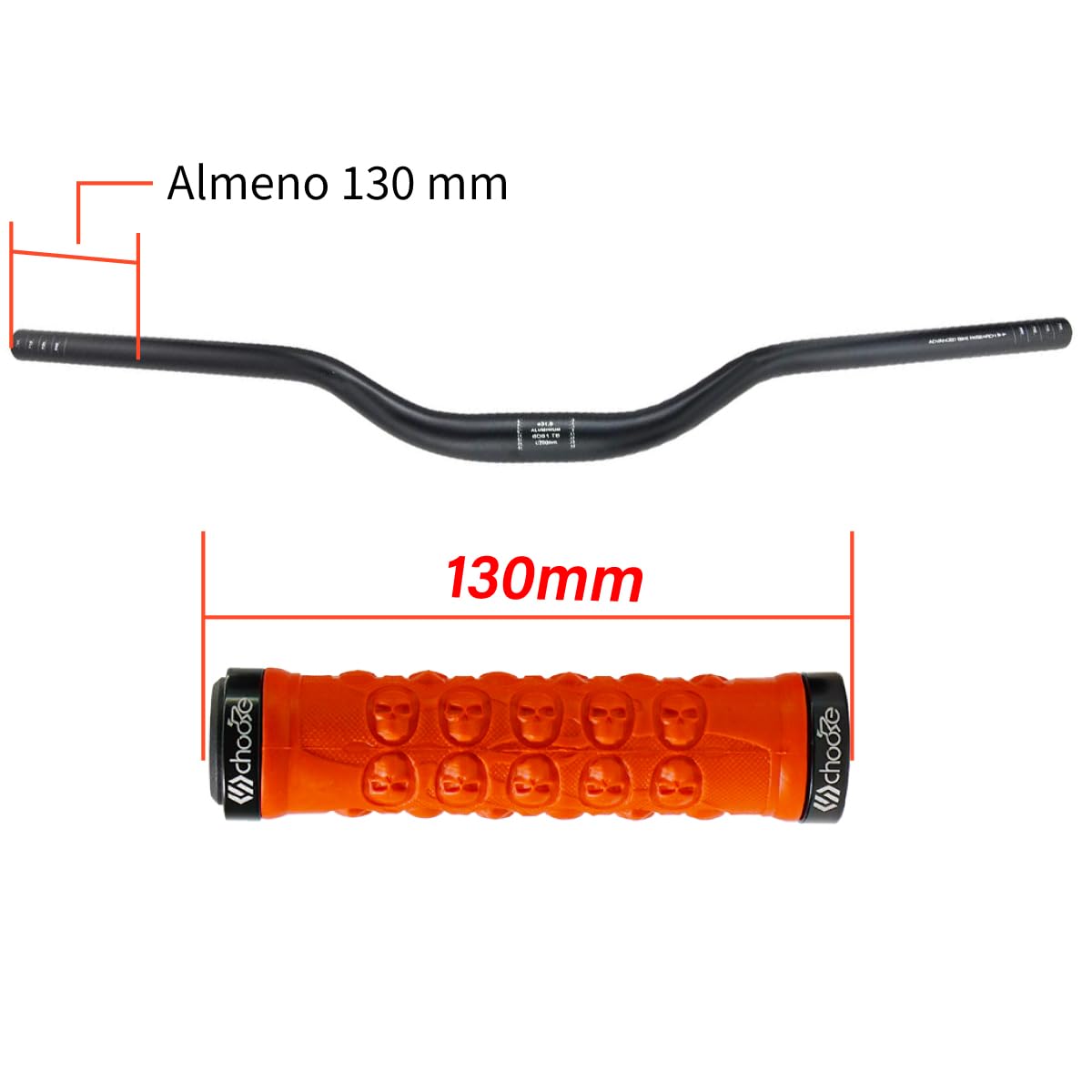 VOANZO Manopole Manubrio Bicicletta, 2 Bloccaggi Laterali, Impugnatura Antiscivolo in Gomma TPR, Manopole Bici Adatte per BMX/Montagna/Discesa/Bici Urbane - Rosso