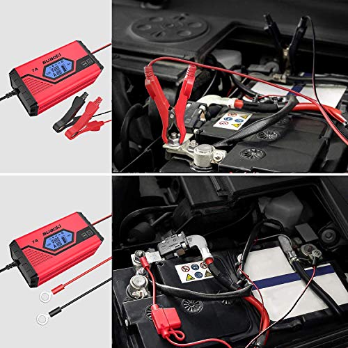 SUAOKI Smart Battery Charger/Portable Battery Maintainer Waterproof 12V 7A/3.5A Fully Automatic Trickle Charger for Car Truck Motorcycle Boat RV Lawn Mower SLA Wet MF GEL AGM 12V LiON Battery（ICS7+） - Thumbnail 7