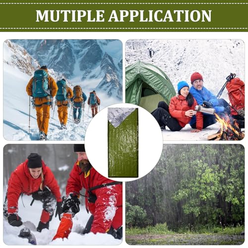 Image of Emergency Sleeping Bag - Portable Emergency Blanket for Survival Gear, Thermal Bivy Sack with D-Type Buckle, Waterproof & Lightweight for Camping, Hiking, Outdoor (2 /3 /5 Pack)