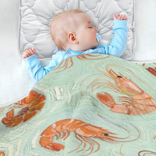 Custom Food Shrimp Green Art Painting Throw Blanket Breathable personalizados para Bunny Name Blanket for Newborns, Infants, & Toddlers 30x40in recuerdo de bautizo para ni?4