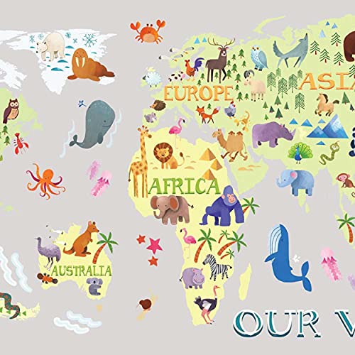 Roommates Rmk4021Gm Kids World Map Peel And Stick Giant Wall Decals #TOP3