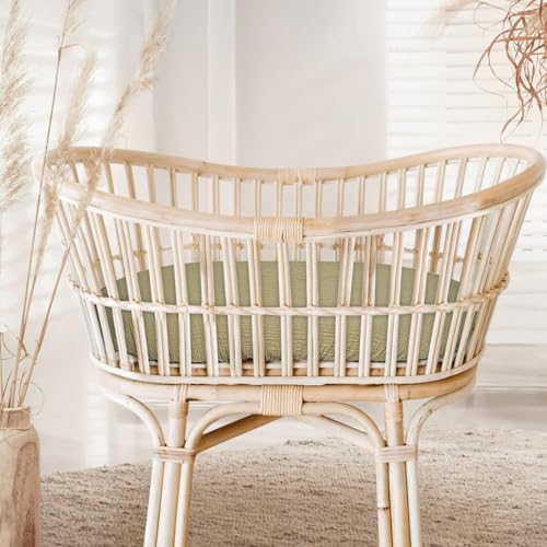Image of lulumoon Muslin Bassinet Sheets Baby: Cotton Bassinet Sheets Fitted for Boys and Girls - Bassinet Mattress Sheets for Oval Rectangle or Hourglass