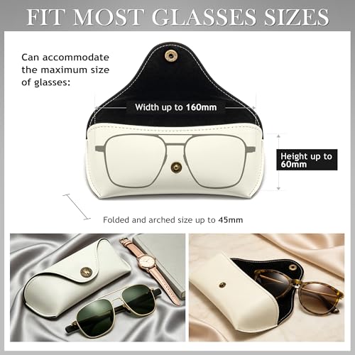 Image of SUNGAIT Vegan Leather Glasses Case Portable Sunglasses Holder Hard Shell Slim Design Travel-Ready