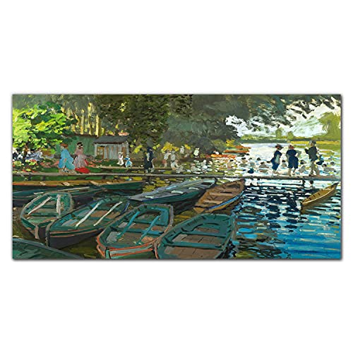 Tableau en verre acrylique 100x50cm Bateaux à la jetée pour decoration murale