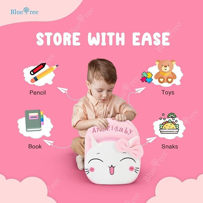 Image of blue tree Cute Kids Backpack Toddler Bag Plush Animal Cartoon Mini Travel Bag for Baby Girl Boy 1-6 Years, Ideal for Gifting for Kids