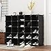 SIMPDIY Portascarpe portatile, organizzatore di stoccaggio rettangolare, armadietto per scarpe fai da te,Armadio guardaroba, accessori per scarpe - Nero (25 cubi 35x22x17cm/ogni cubo)