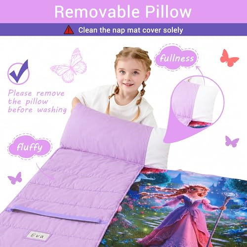 Image of Lasoftan Toddler Nap Mat with Pillow and Blanket, Extra Large Rolled Napping Mats,Slumber Bags for Boys Girls,Kids Sleeping Bag for Daycare, Preschool Travel Camping