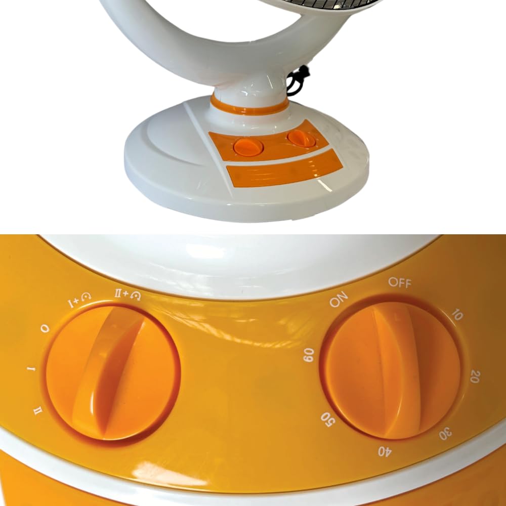 GLOBEX Stufa Alogena Apollo, Stufa a Parabola Elettrica Oscillante 1.000W, Diametro Parabola 46cm, 2 Livelli di Potenza, Tasto di Sicurezza Anti Ribaltamento, Timer Silenzioso 60 min