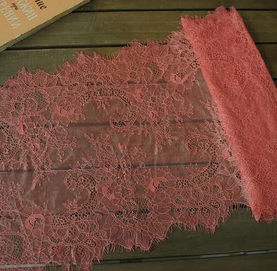 Koronka rzęsowa Vintage, Koronkowa taśma do rzęs wielokolorowa, opakowanie 3 jardów, szerokość 35 cm, do samodzielnego szycia(Red 2)