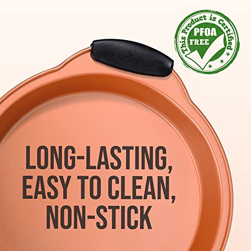 Nutrichef BKNCSBS54SRPAN Nonstick Round Cake Pan - Carbon Steel Oven Bakeware Pan With Silicone Grip Handles - Pfoa, Pfos, Ptfe Free - Bake Cake, Brownies, Pie, Bread, & More - Dishwasher Safe, 9.7 Inch  thumb #2